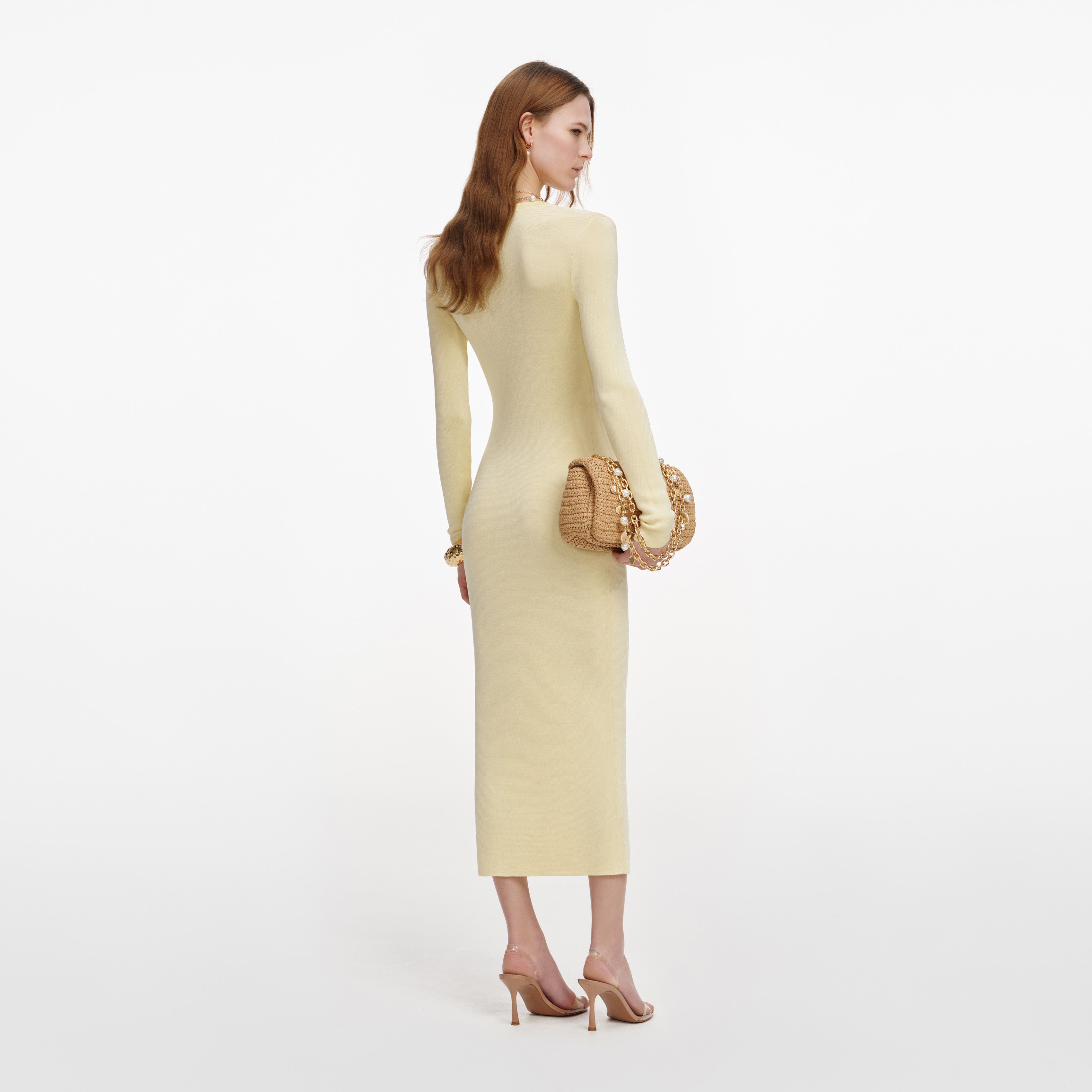 Blue Crystal Trim Knit Midi Dress – self-portrait-EU Blue Crystal Trim Knit Midi Dress – self-portrait-EU