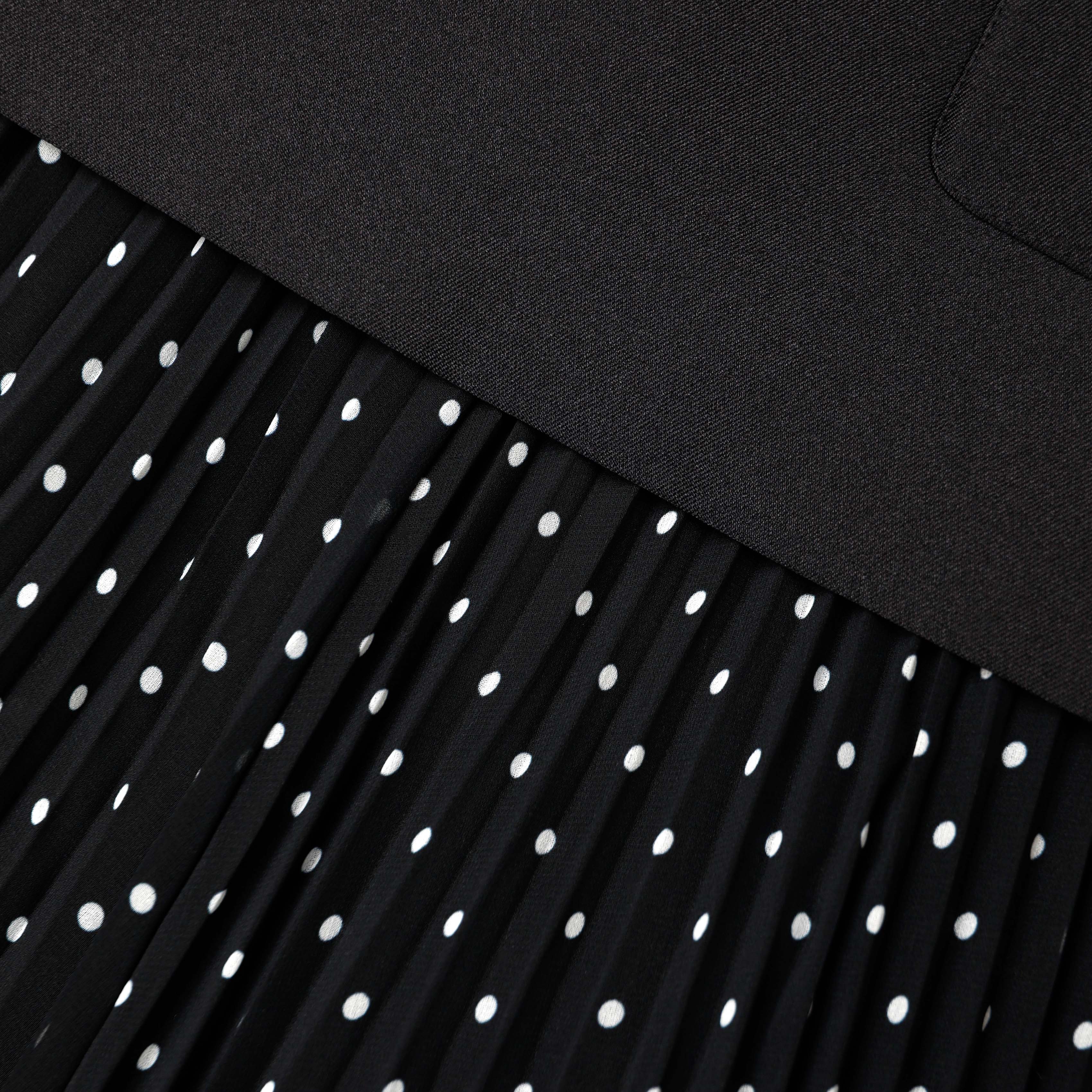 Black Taffeta Polka Dot Midi Dress