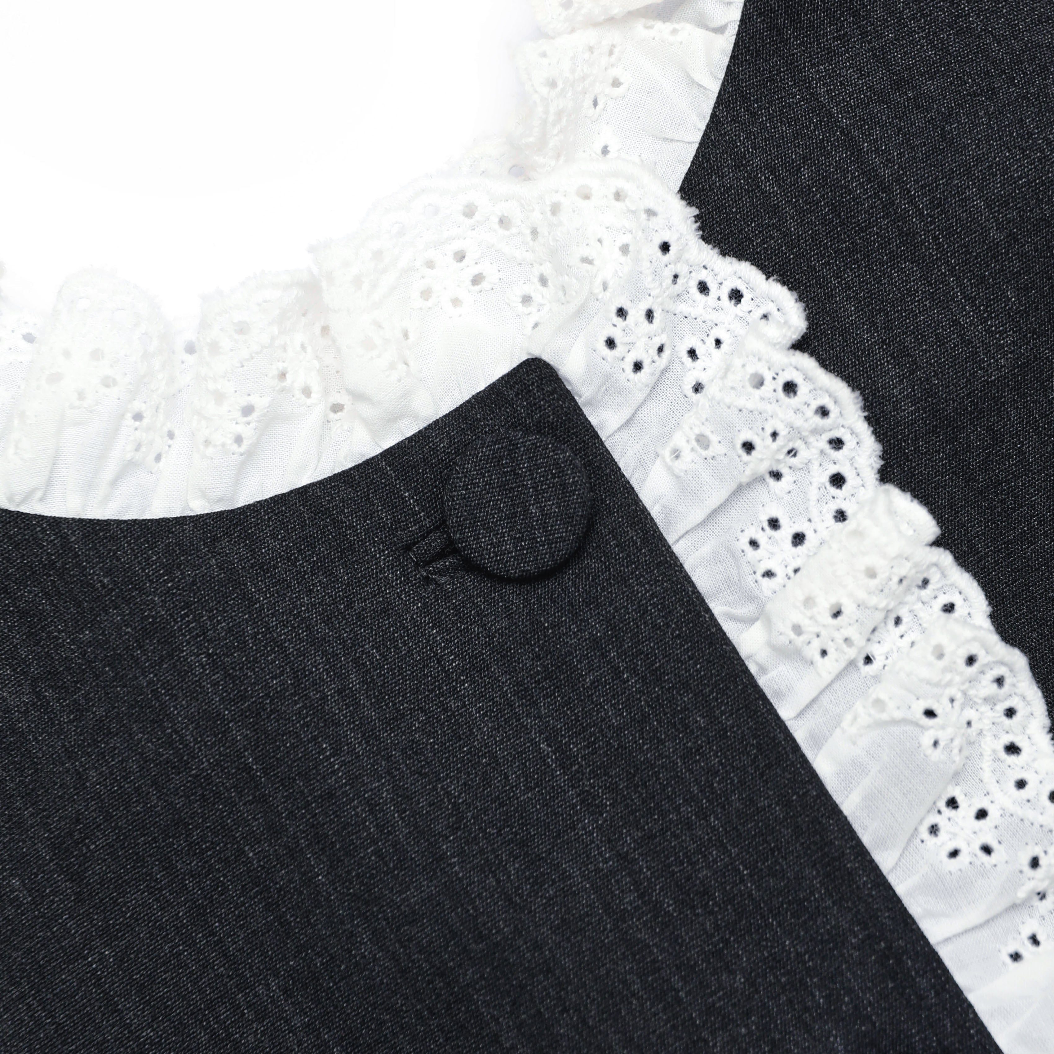 Grey Tailored Cotton Frill Mini Dress