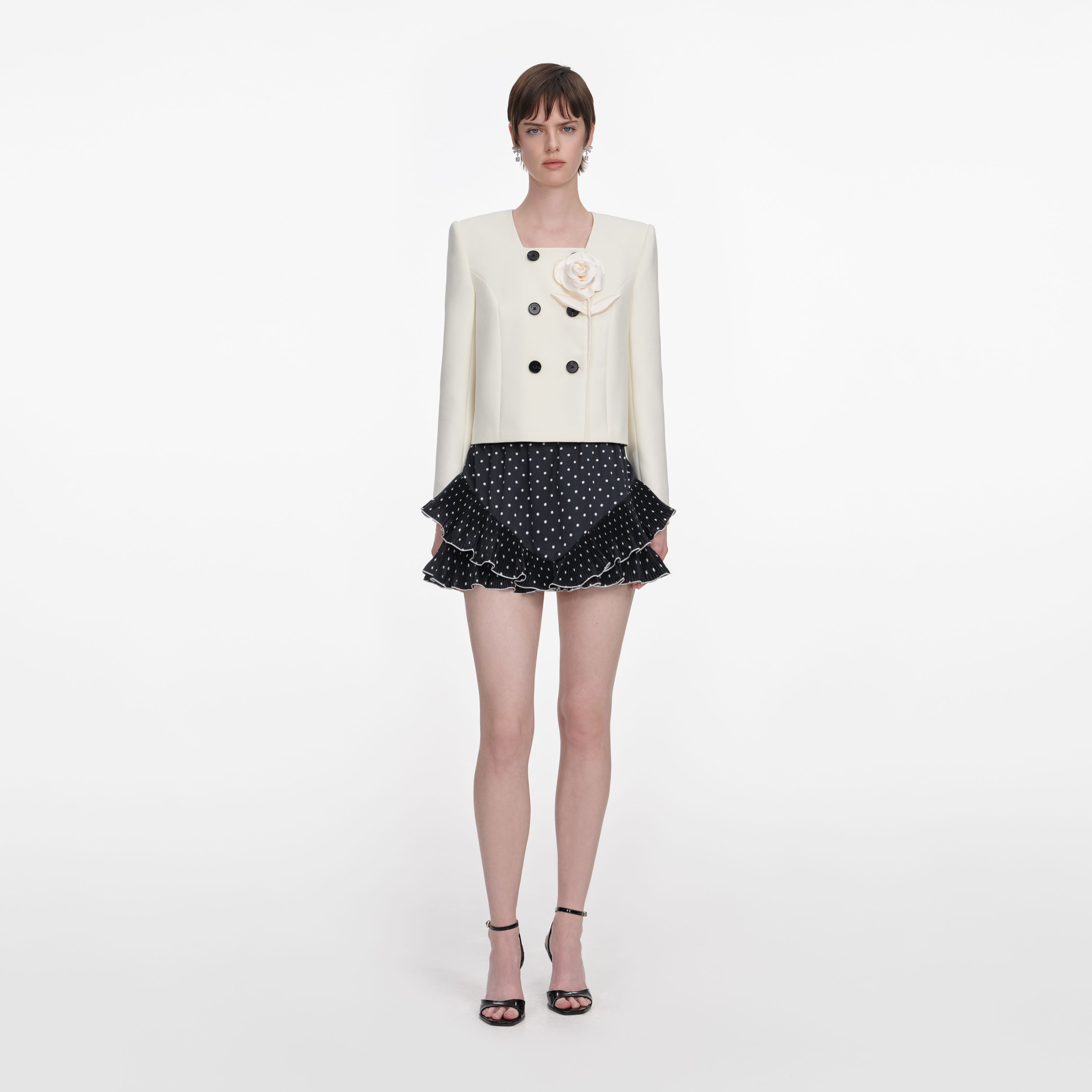 Cream 3D Flower Jacket