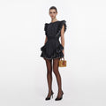 Black Polka Dot Frill Mini Dress