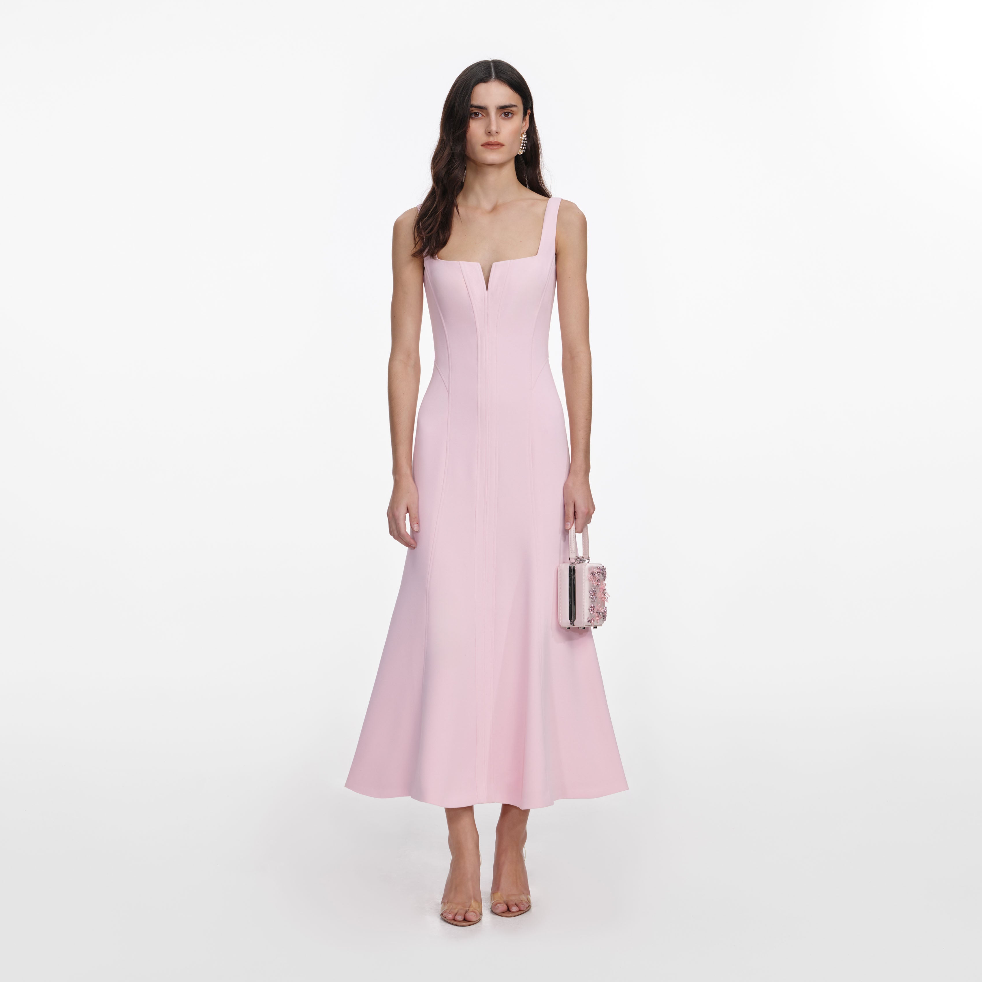 Pink Crepe Midi Dress