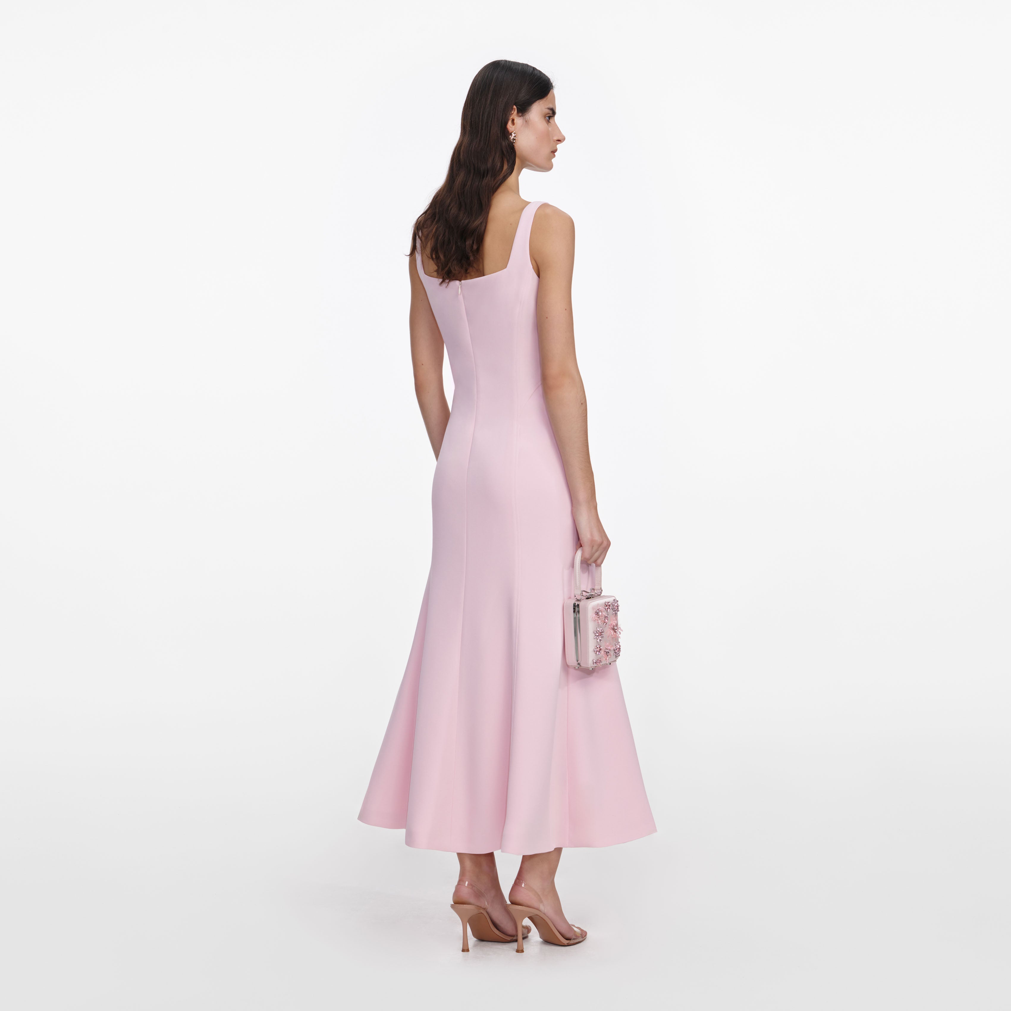 Pink Crepe Midi Dress