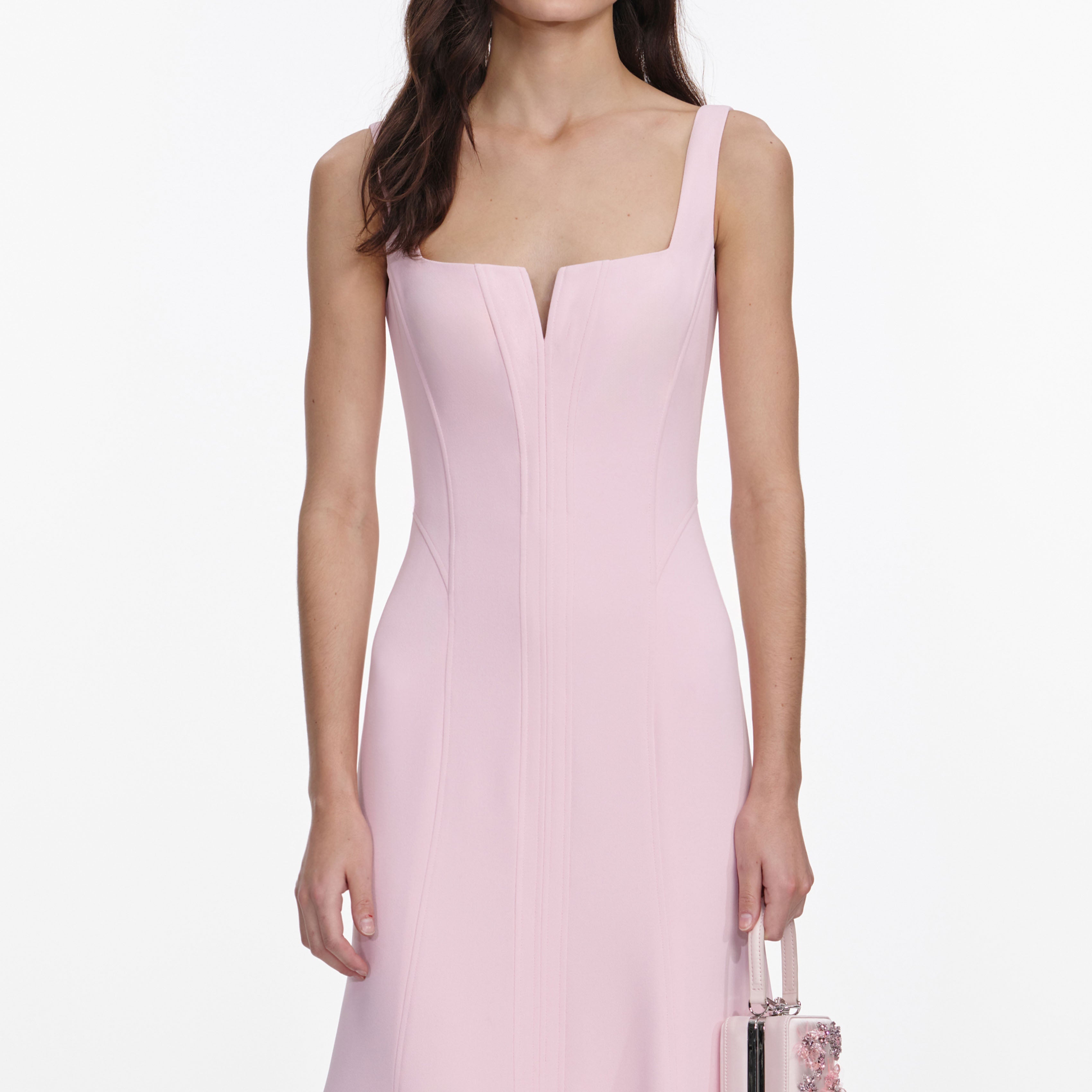 Pink Crepe Midi Dress