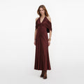 Brown Jersey Drape Midi Dress