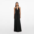 Black Jersey Gathered Maxi Dress
