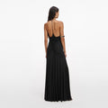 Black Jersey Gathered Maxi Dress