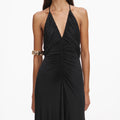 Black Jersey Gathered Maxi Dress