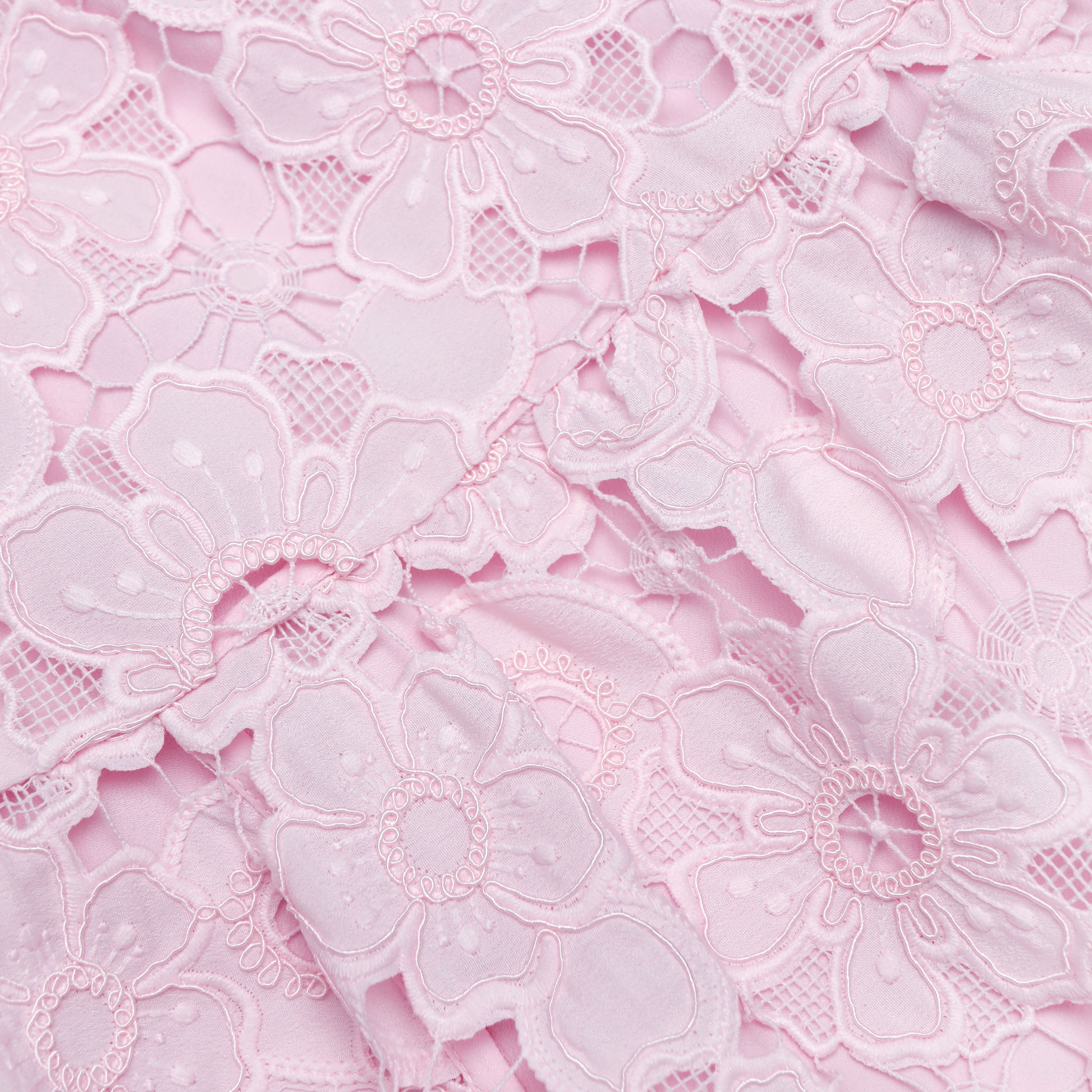 Pink Lace Collared Mini Dress