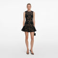 Black Lace Crystal Mini Dress