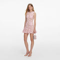 Pink Lace Crystal Mini Dress