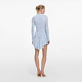 Blue Jersey Gathered Mini Dress