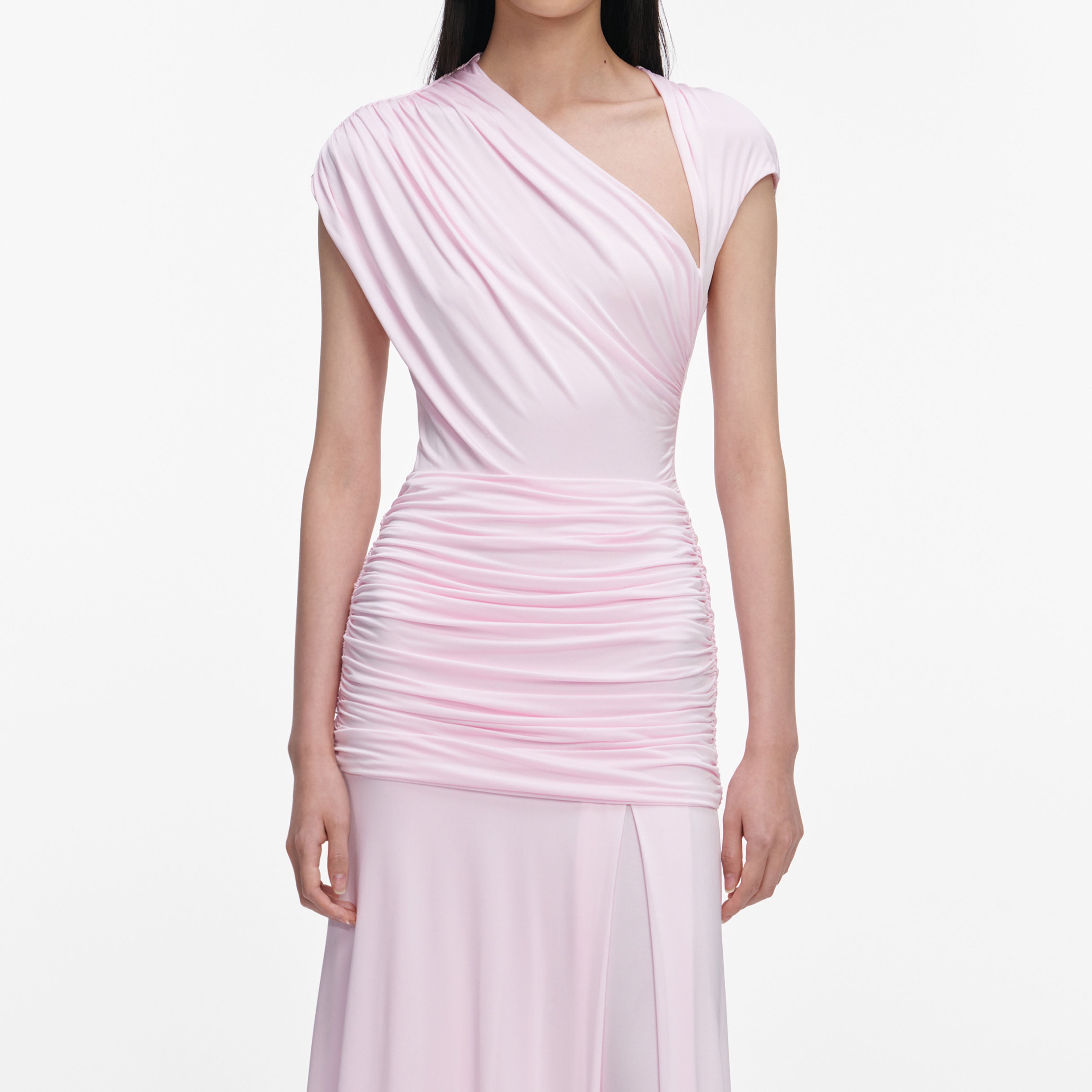 Pink Jersey Draped Maxi Dress