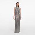 Grey Rhinestone Drape Maxi Dress