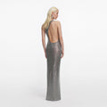 Grey Rhinestone One Shoulder Maxi Dress
