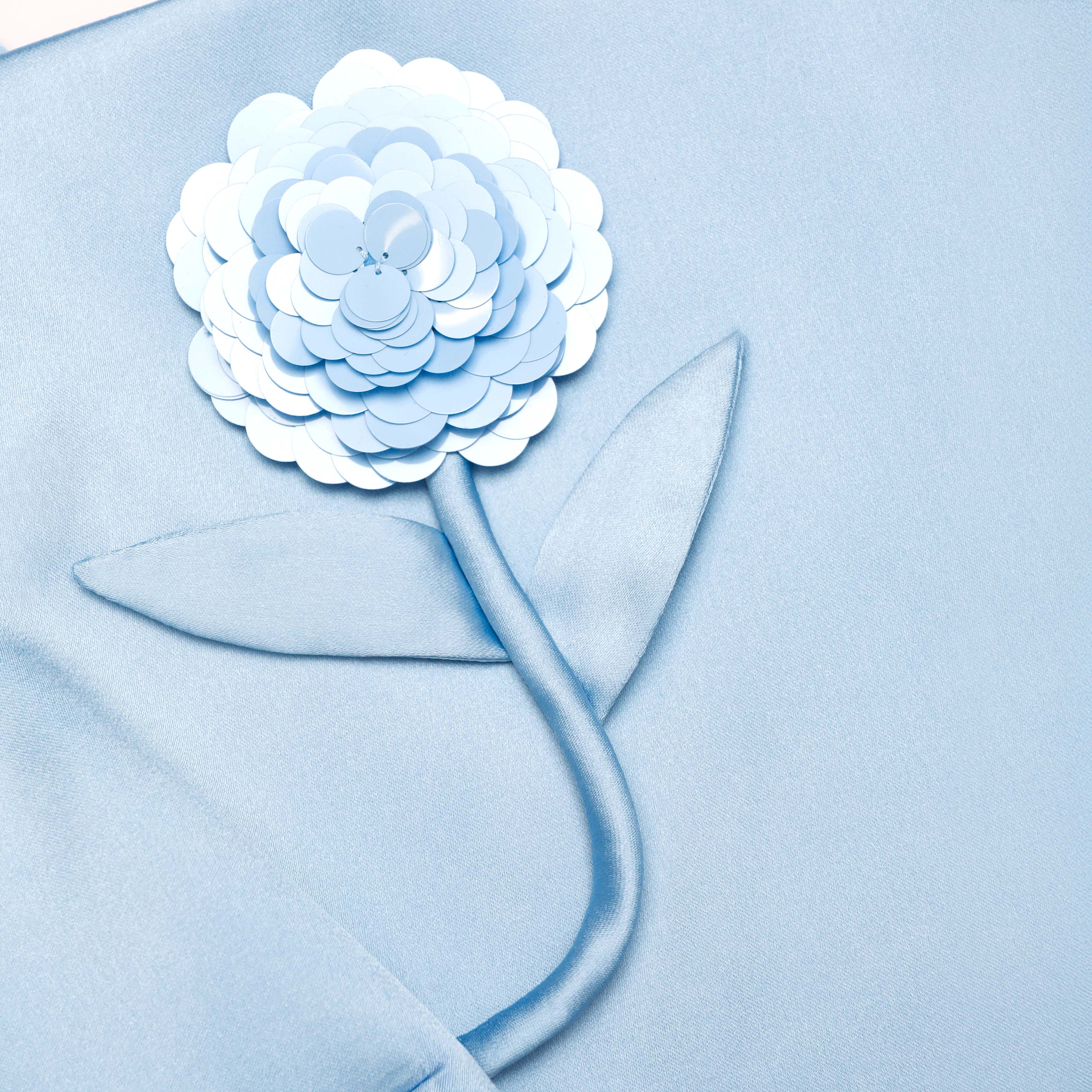 Blue Satin 3D Sequin Flower Top