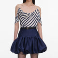 Navy Stripe Georgette Top