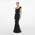 Black Polka Dot Georgette Maxi Dress