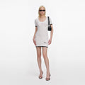 White Pointelle Embroidered Knit Mini Dress