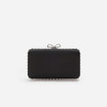 Black Satin Crystal Clutch Bag
