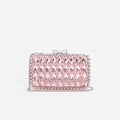 Pink Satin Crystal Clutch Bag