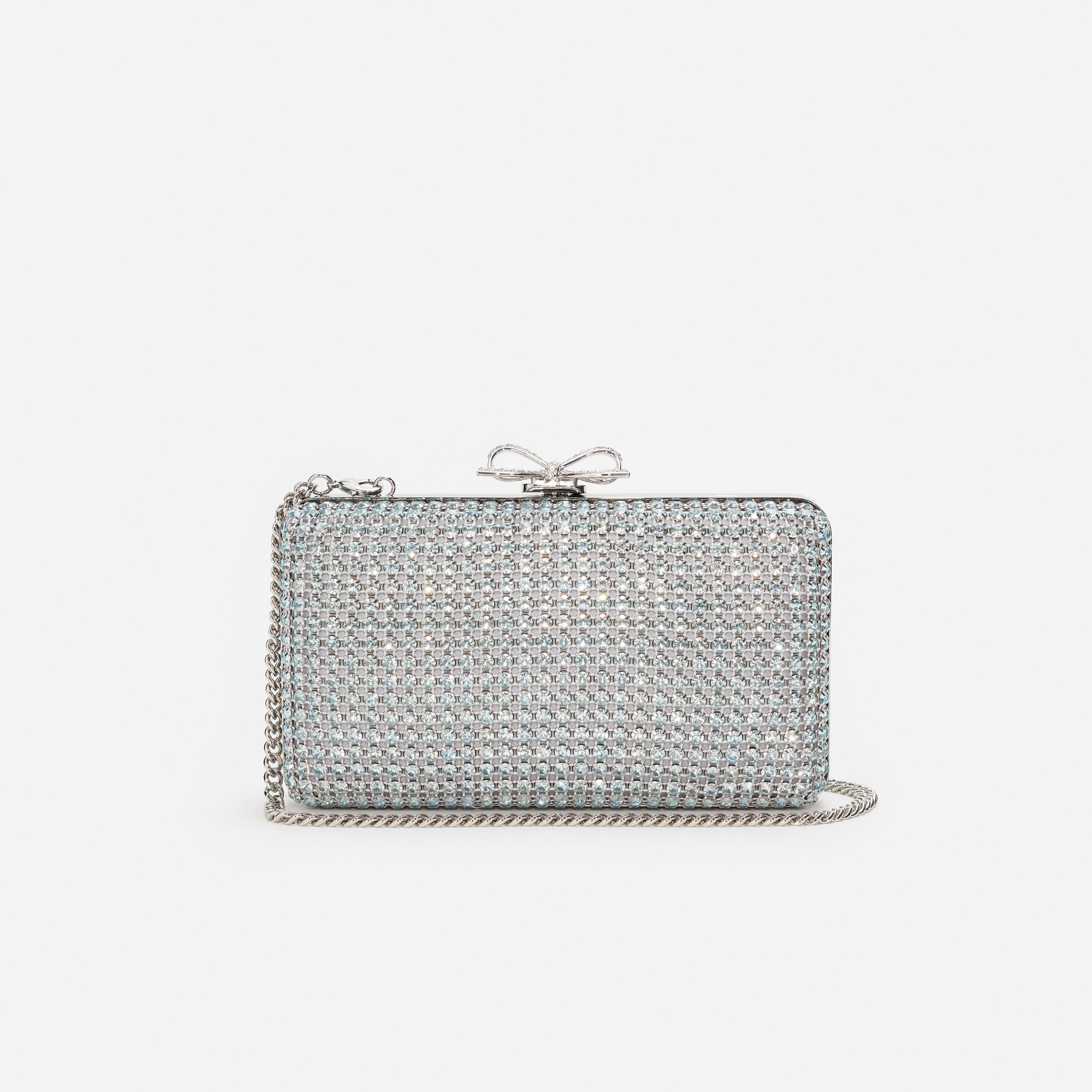 Blue Crystal Chainmail Clutch Bag