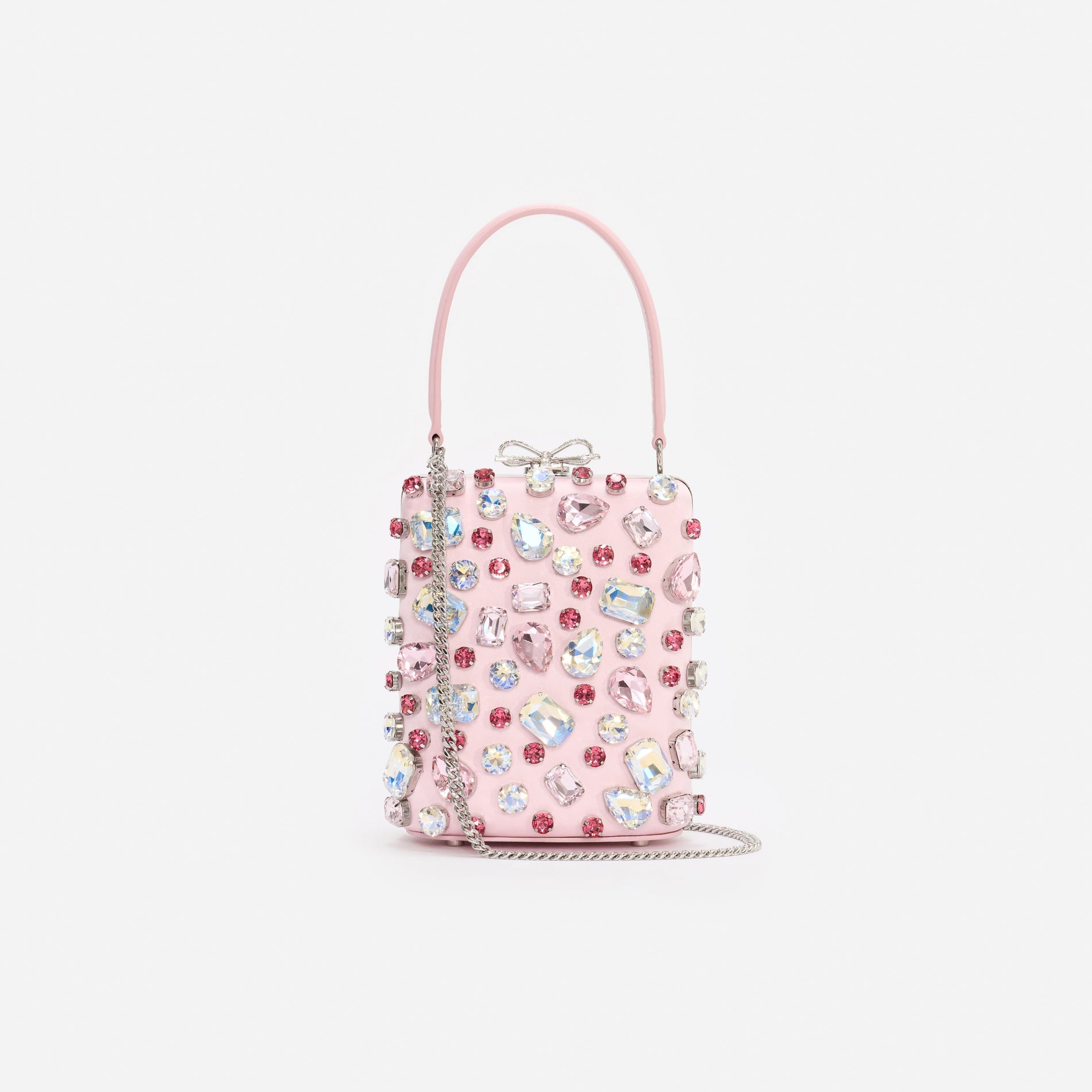 Pink Multi Crystal Mini Bow Bag