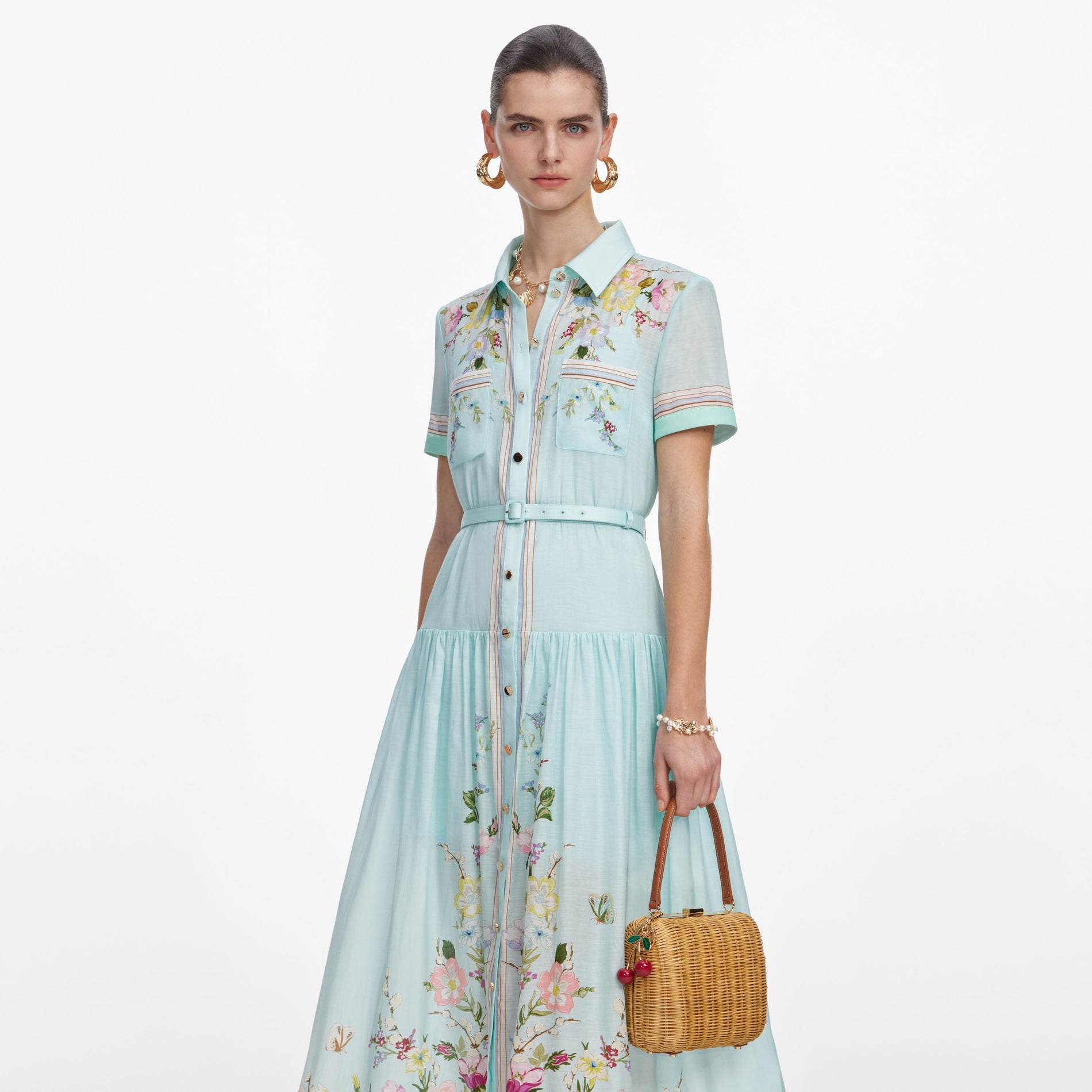 Rattan Cherry Charm Mini Bag