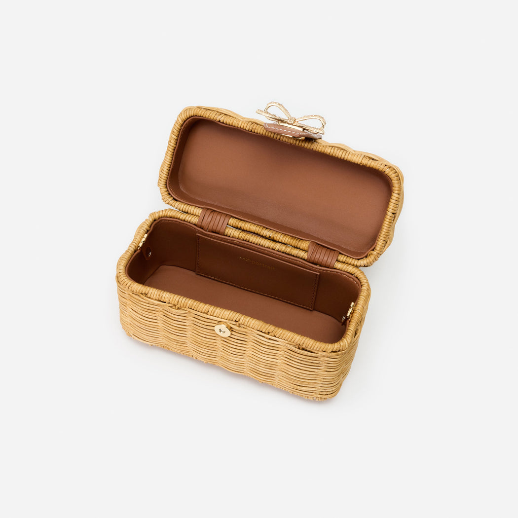 Rattan Cherry Charm Mini Basket Bag