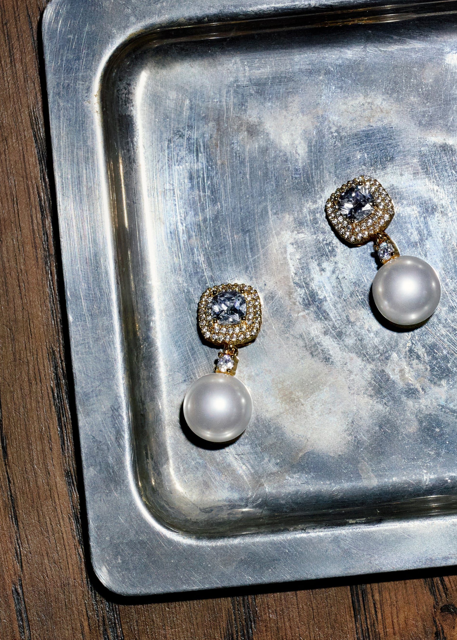 Gold Crystal Pearl Earrings