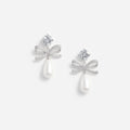 Crystal Bow Pearl Tiered Earrings