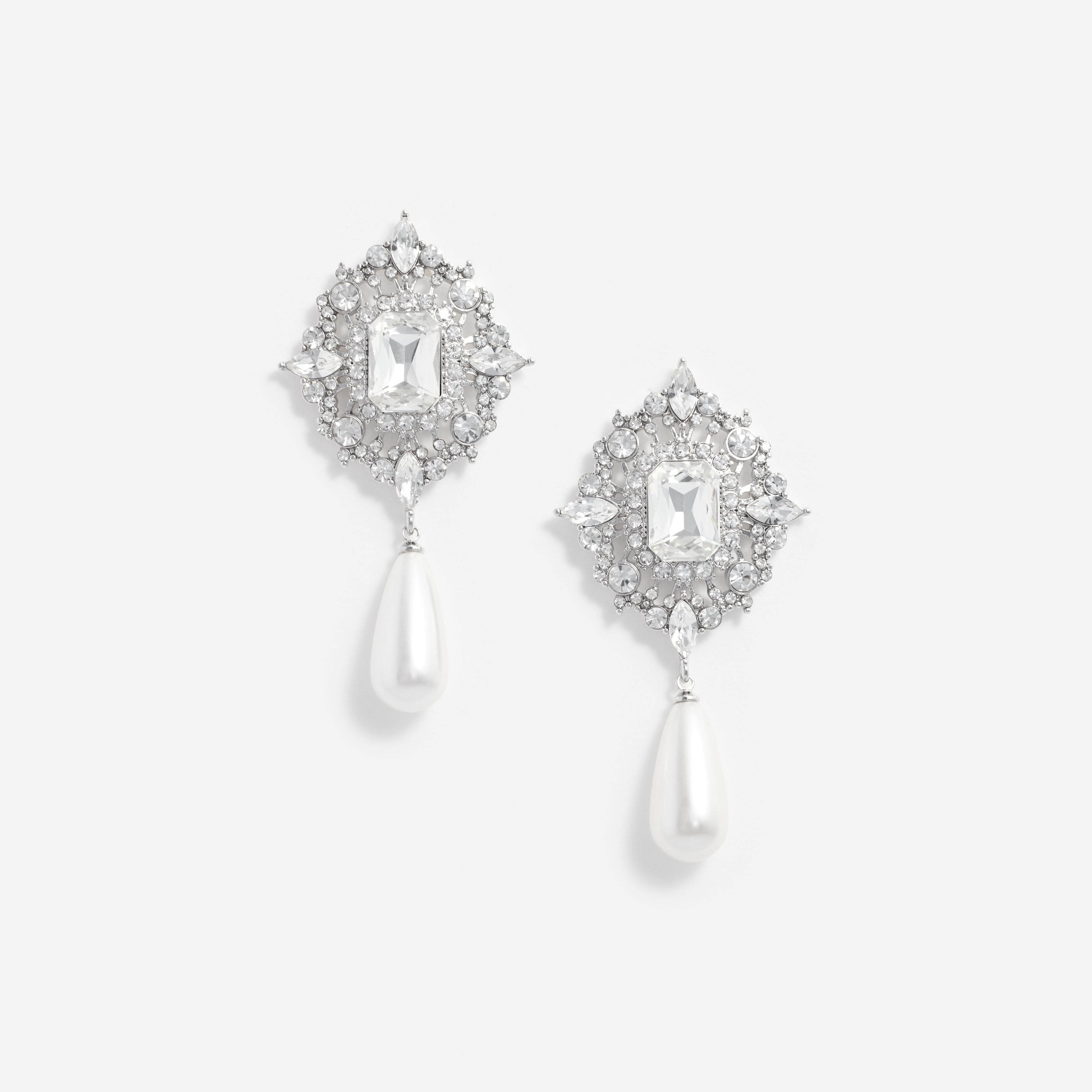 Crystal Pearl Droplet Earrings