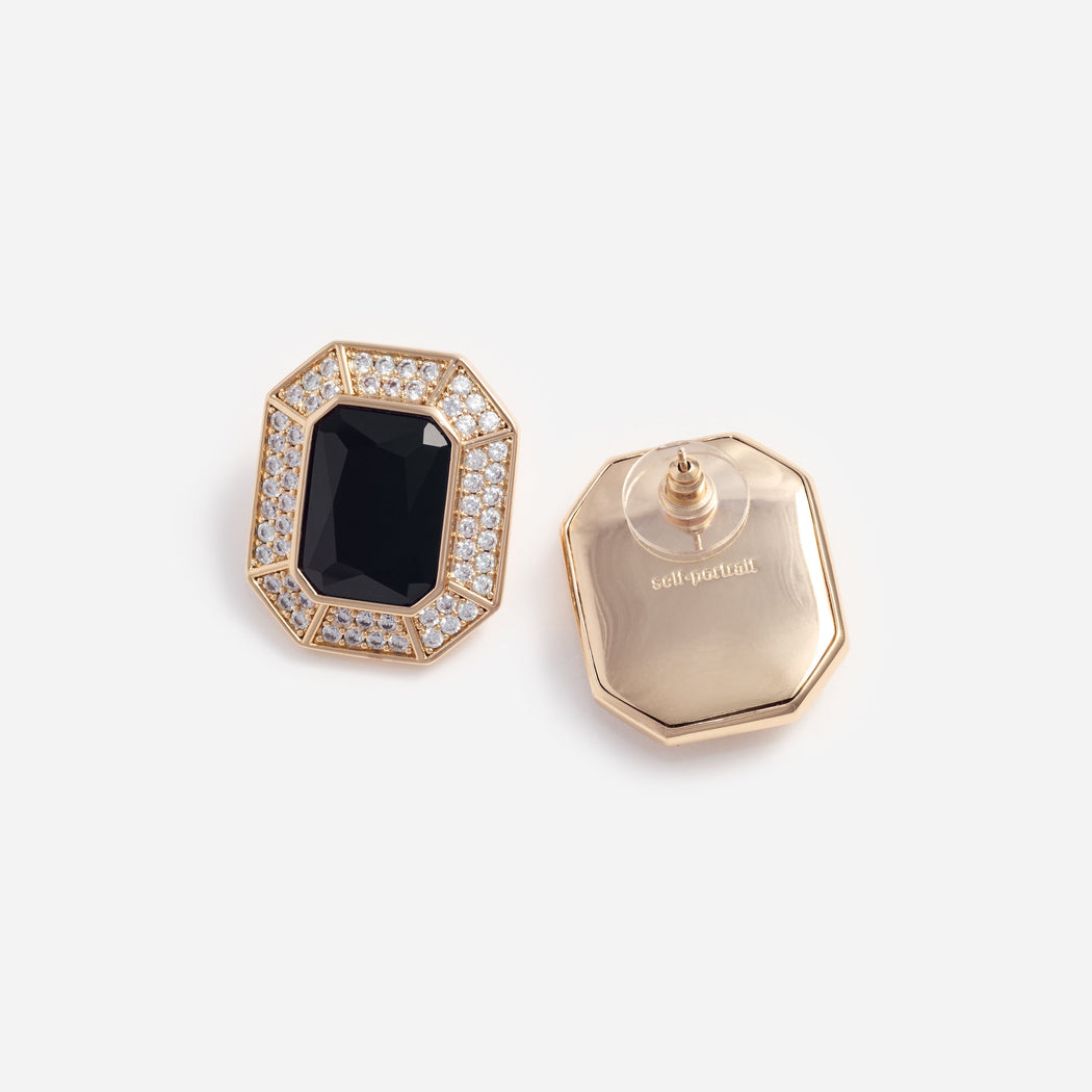 Black Crystal Encrusted Earrings