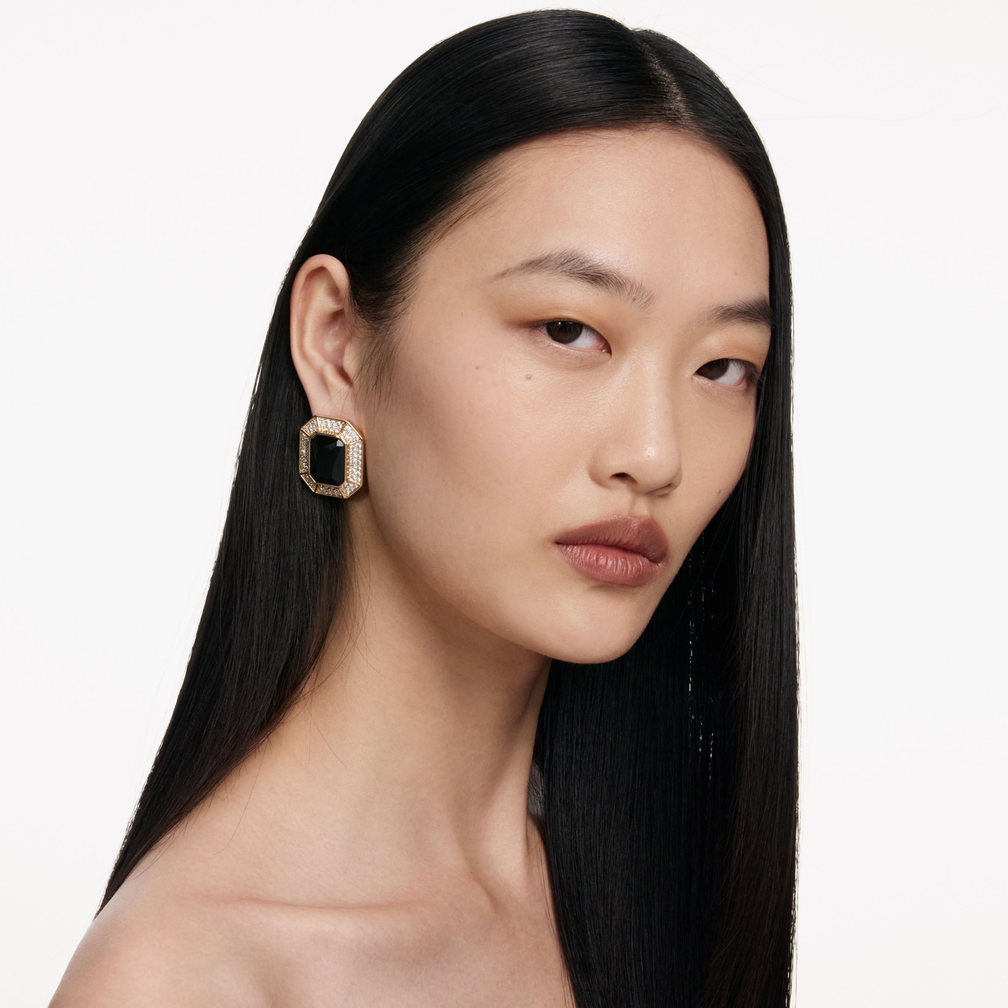 Black Crystal Encrusted Earrings