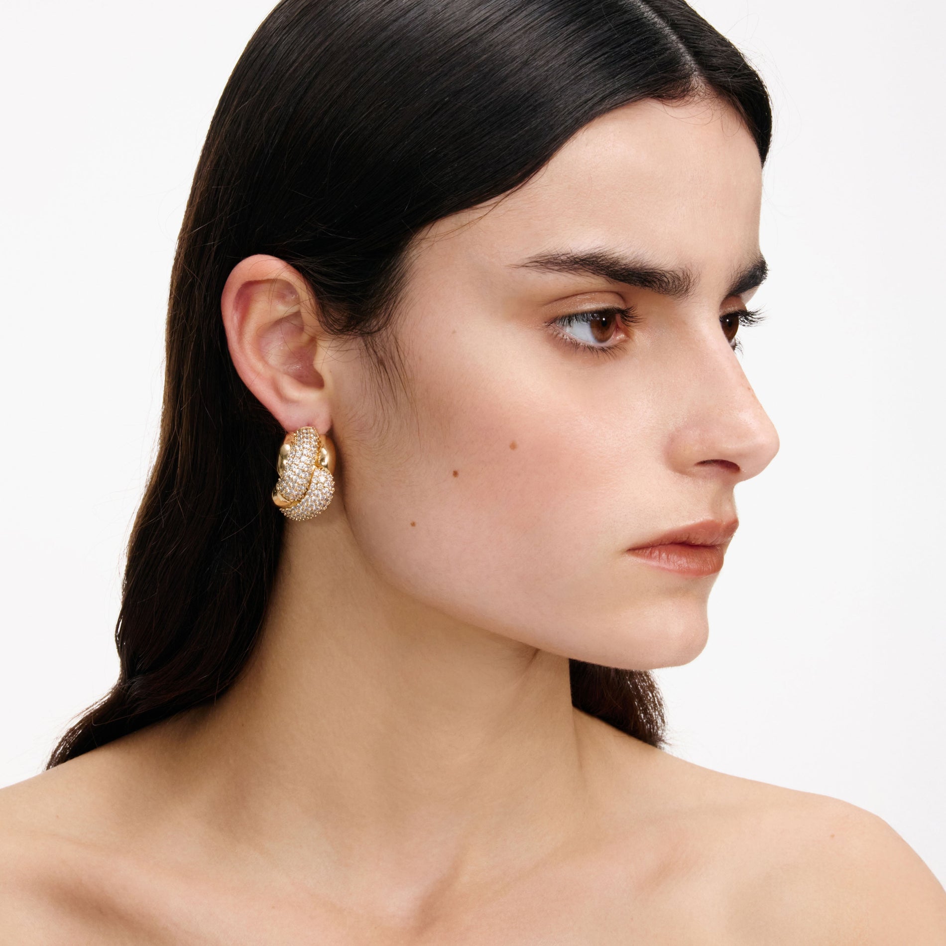 Gold Crystal Knot Earrings