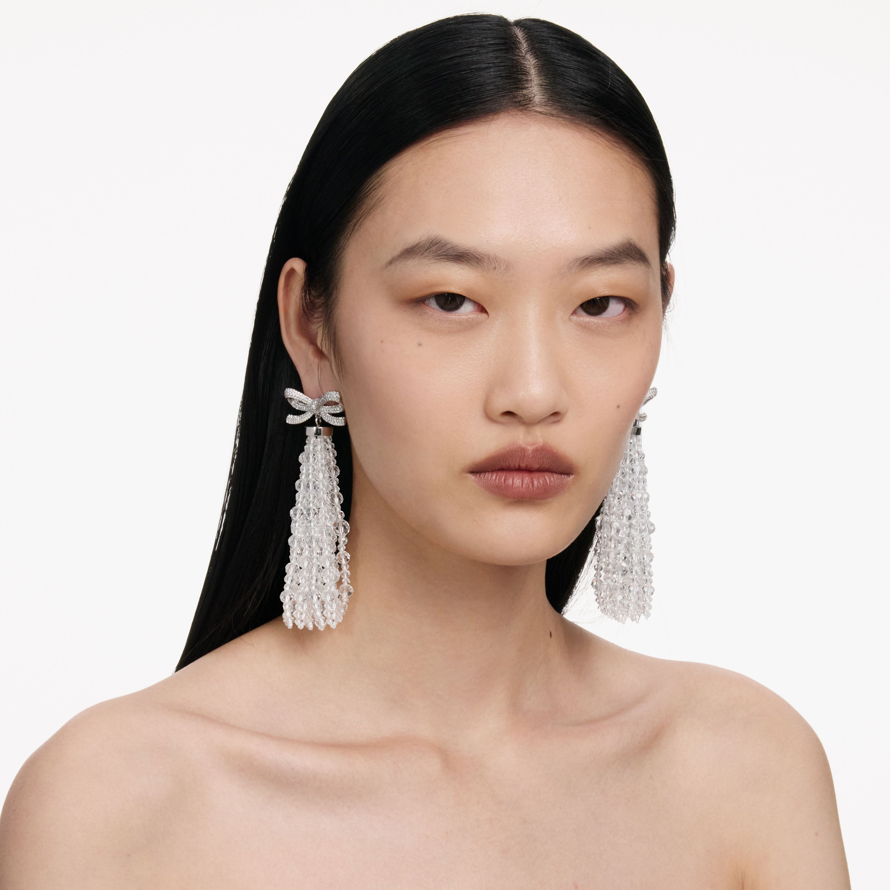 Bow Beaded Waterfall Earrings