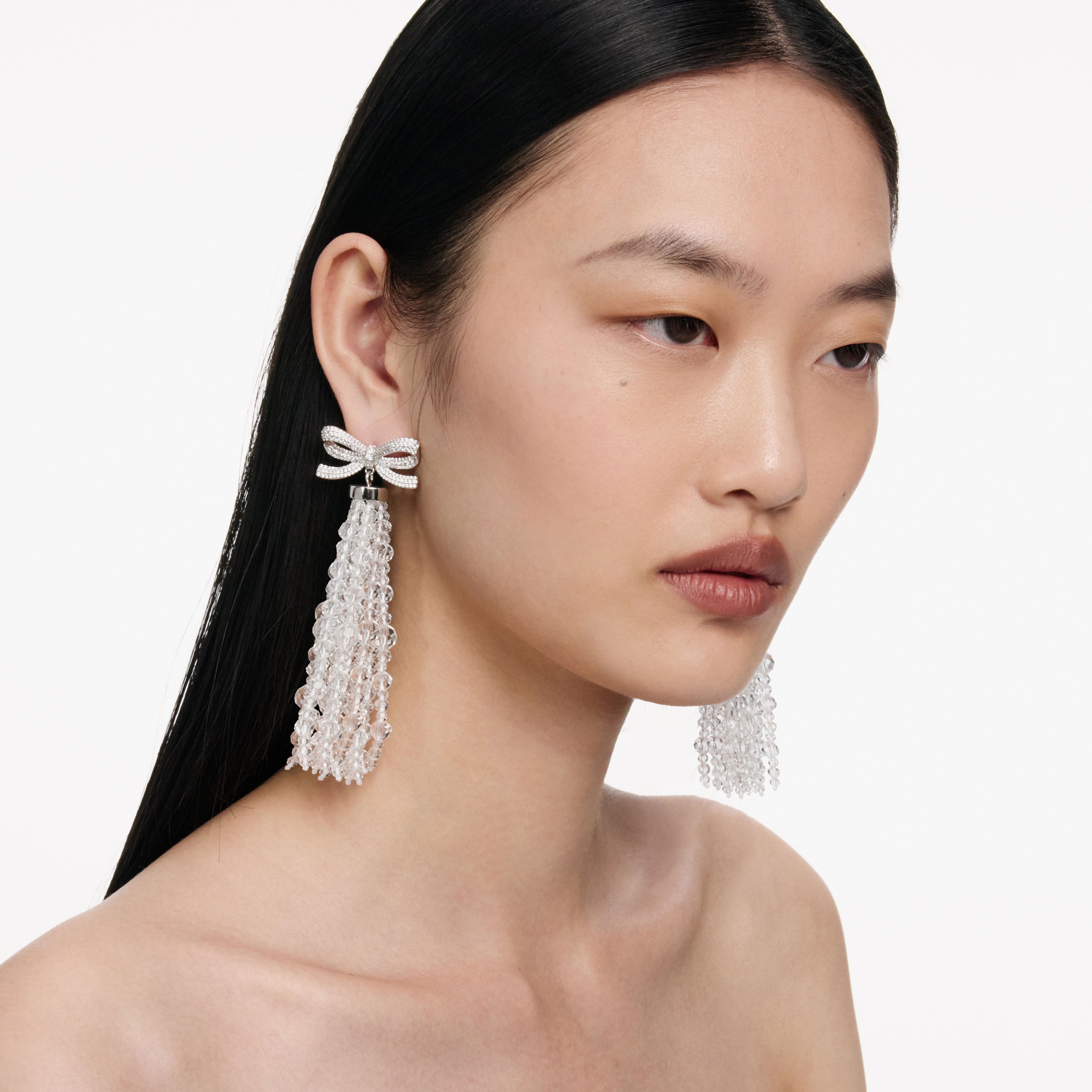 Bow Beaded Waterfall Earrings