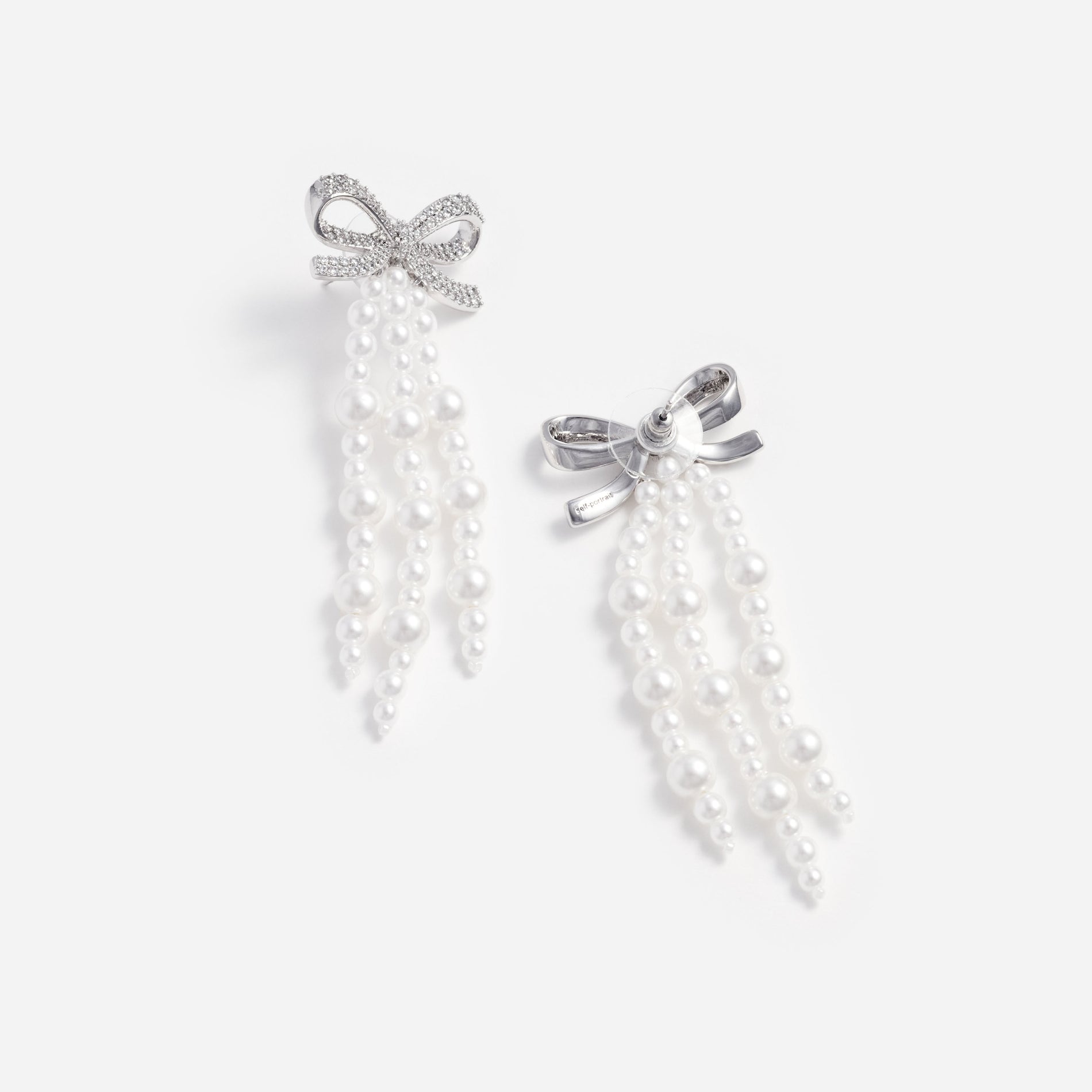 Bow Pearl Waterfall Earrings