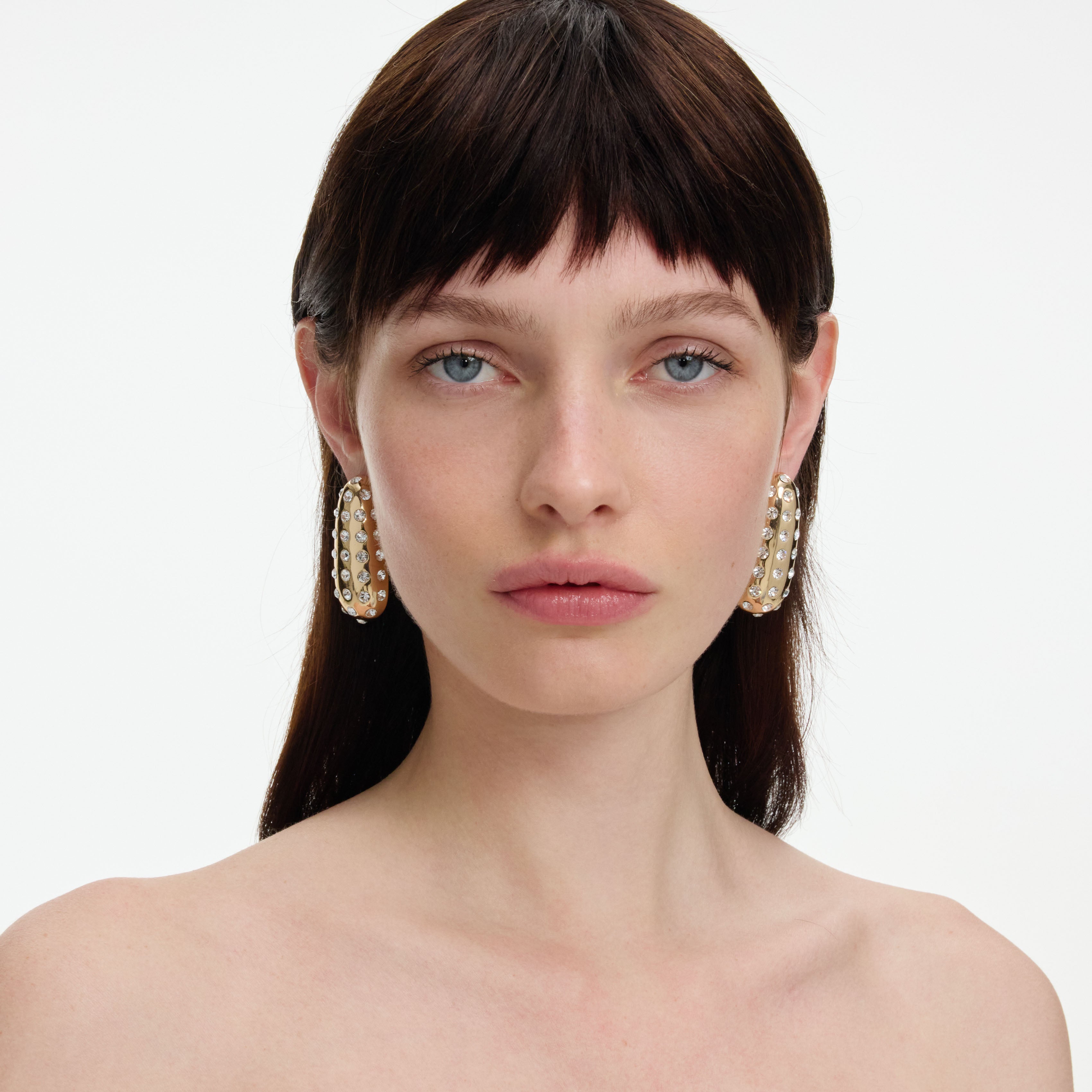 Gold Crystal Bar Earrings