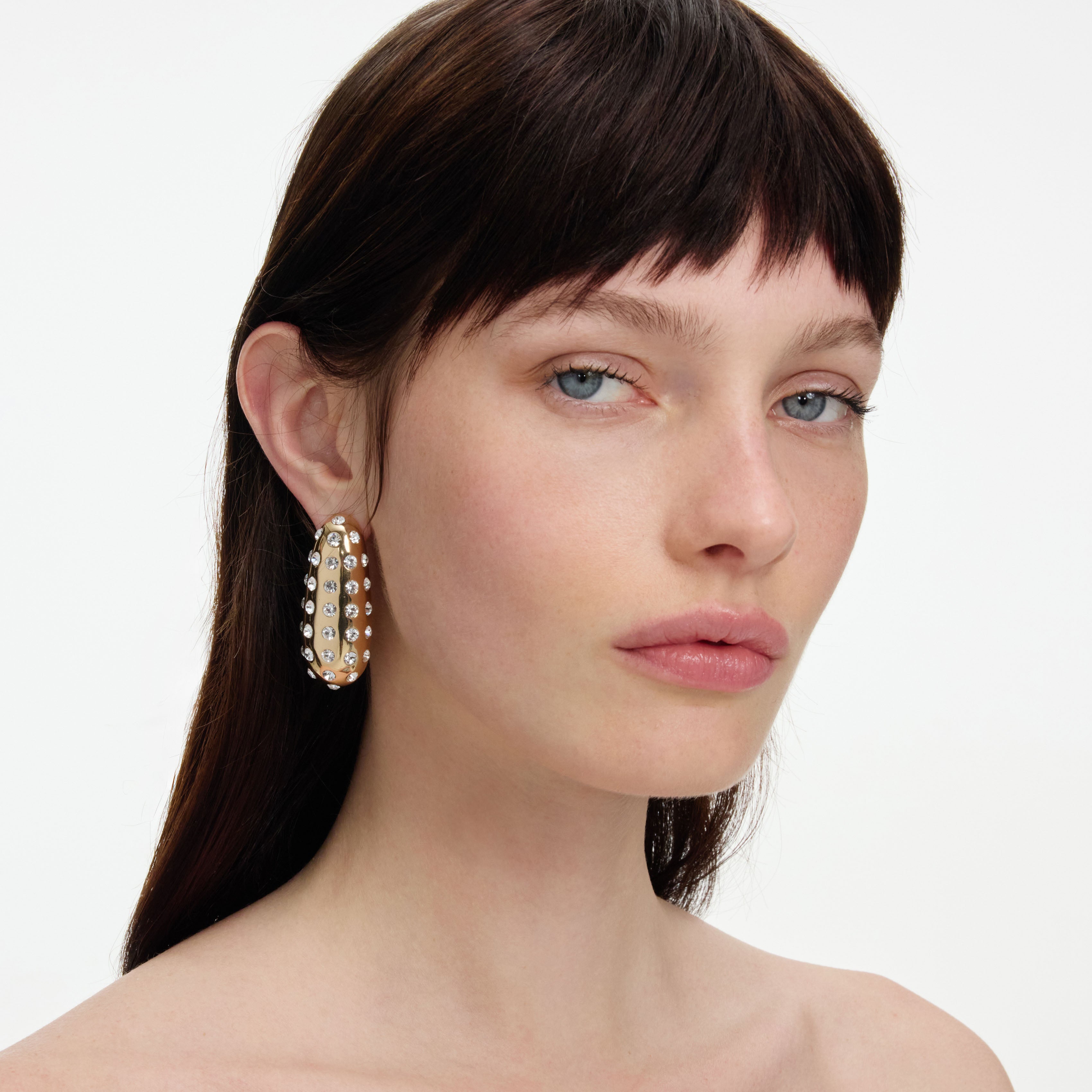 Gold Crystal Bar Earrings