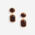 Brown Enamel Gold Tiered Earrings