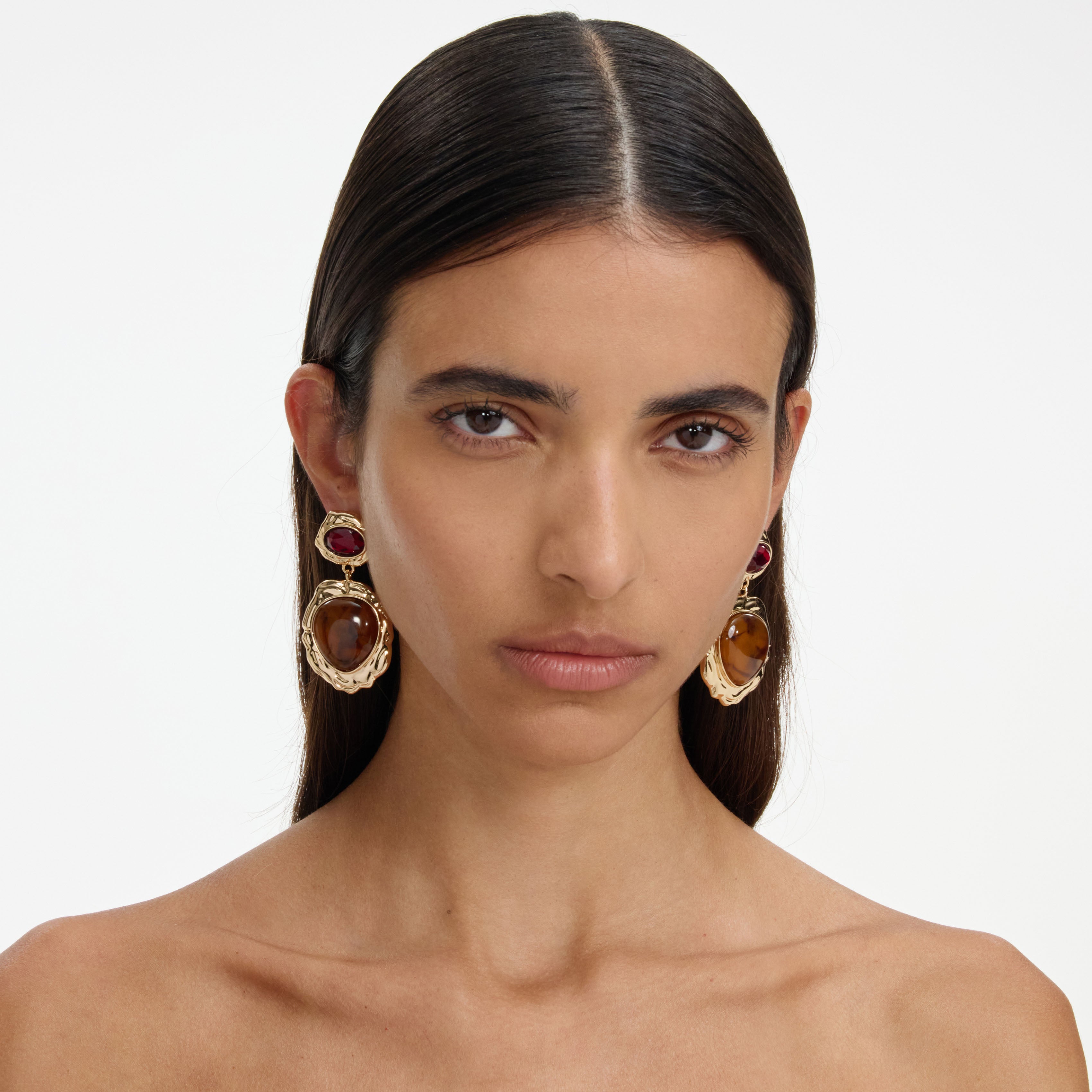 Mottled Gold Multi Tiered Earrings