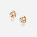 Gold Flower Pearl Earrings