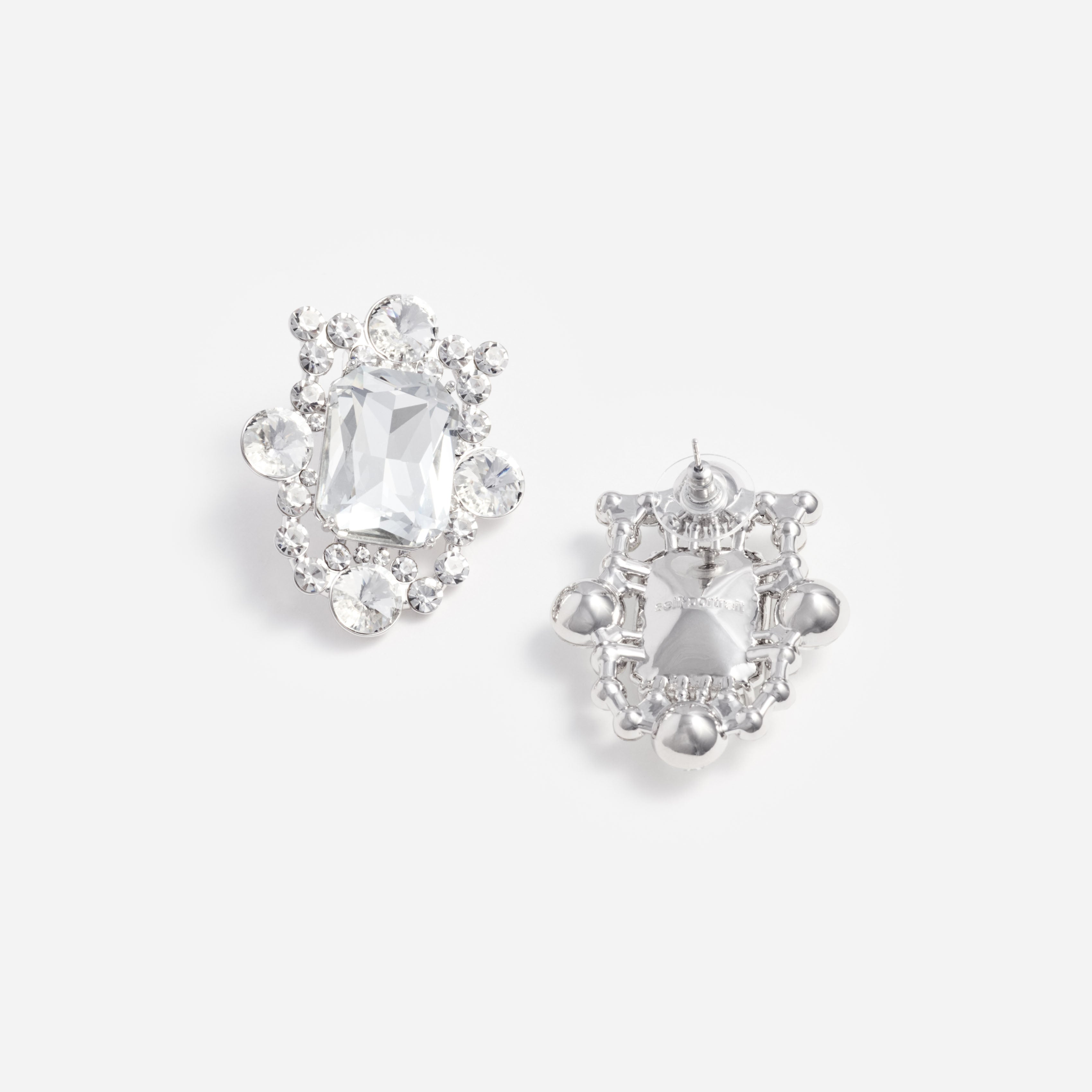 Silver Crystal Cluster Earrings