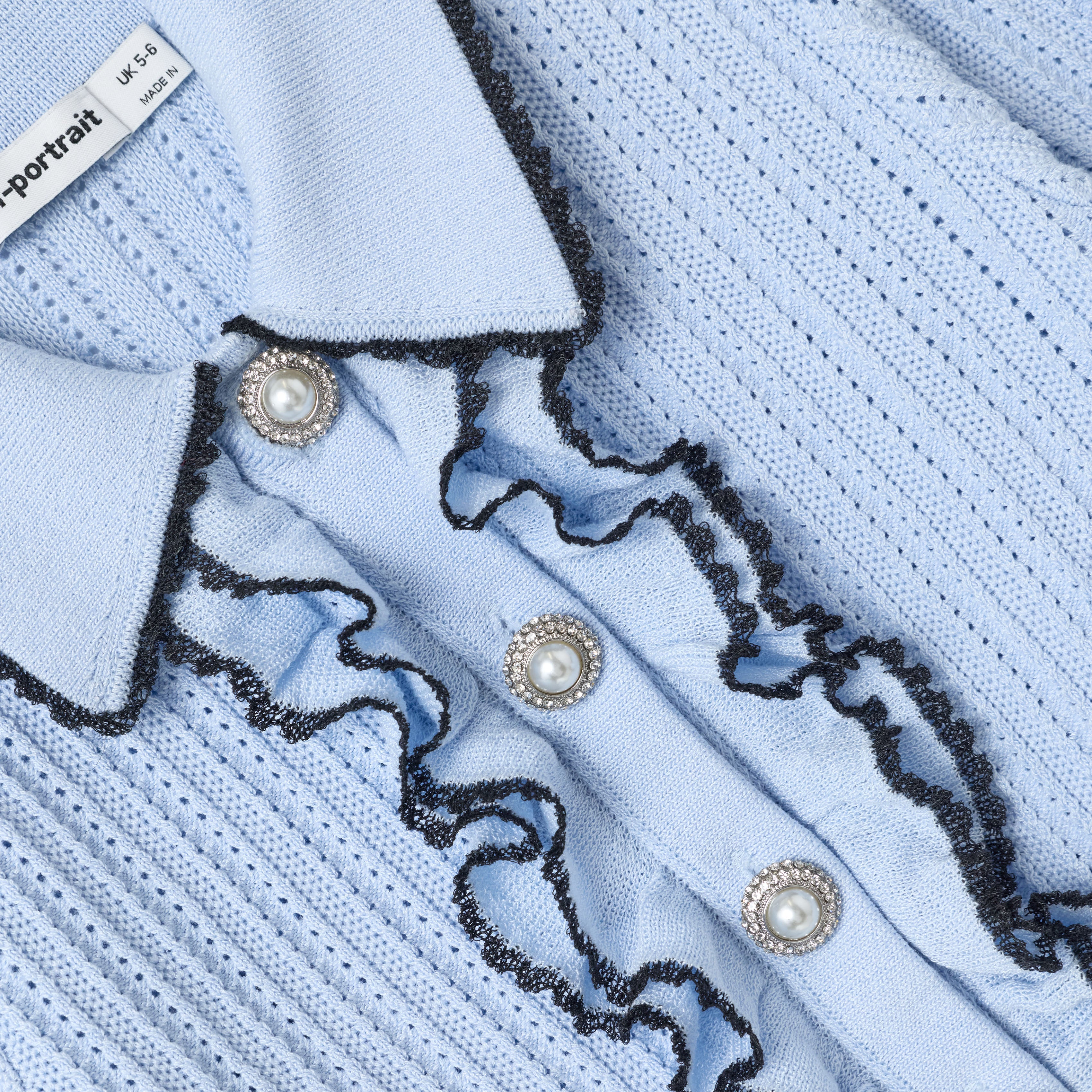 Blue Frill Trim Cardigan