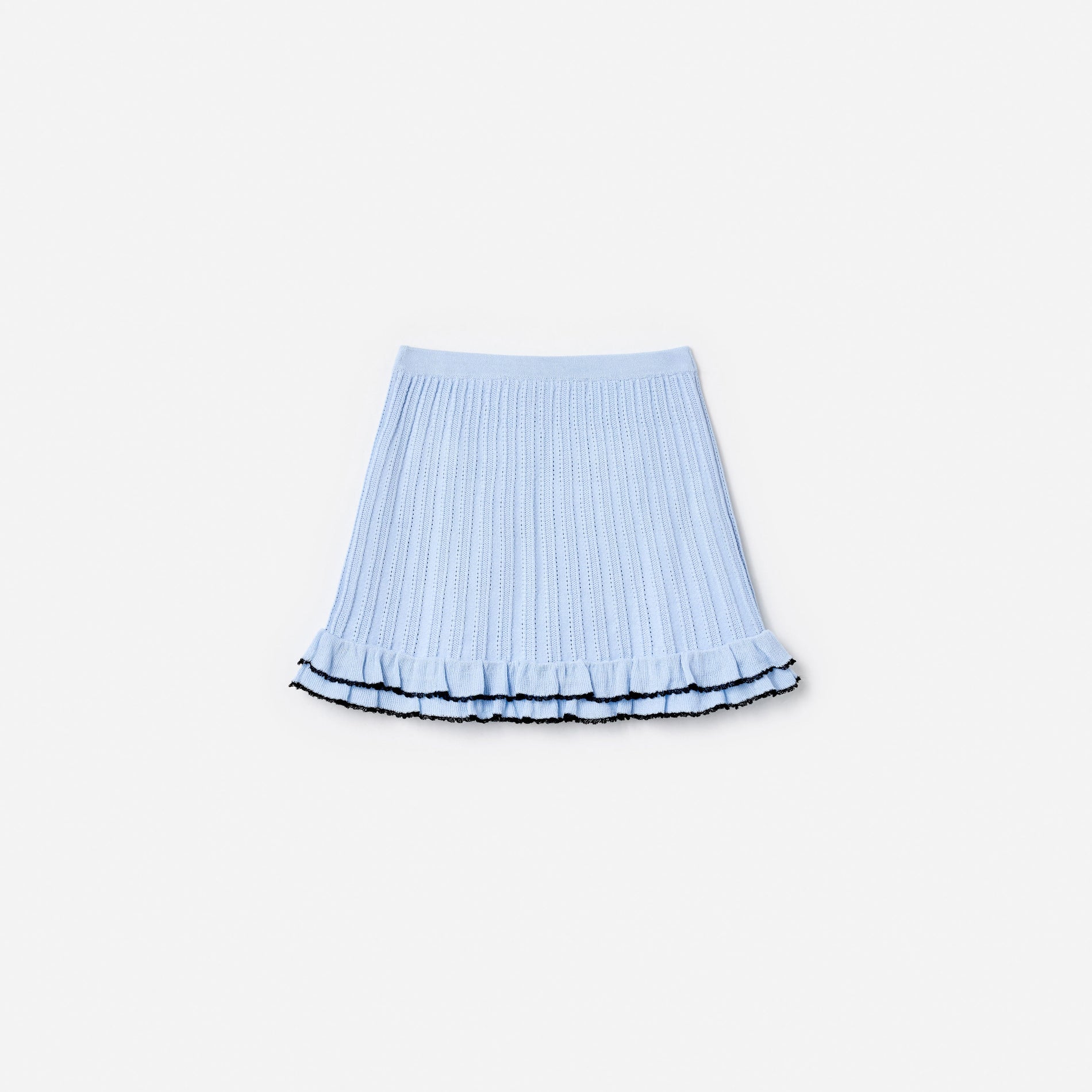 Blue Frill Trim Knit Skirt
