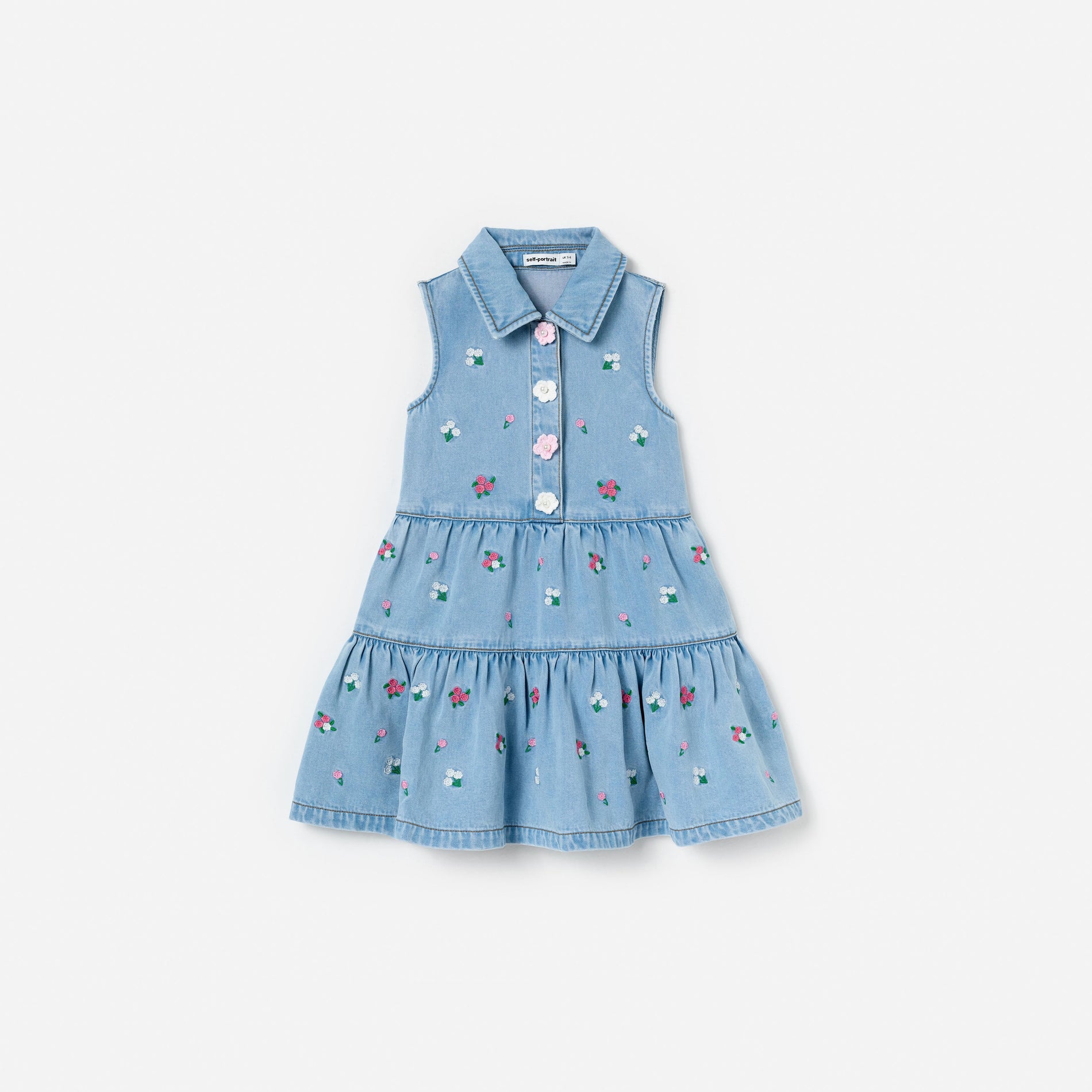 Flower Denim Embroidered Dress