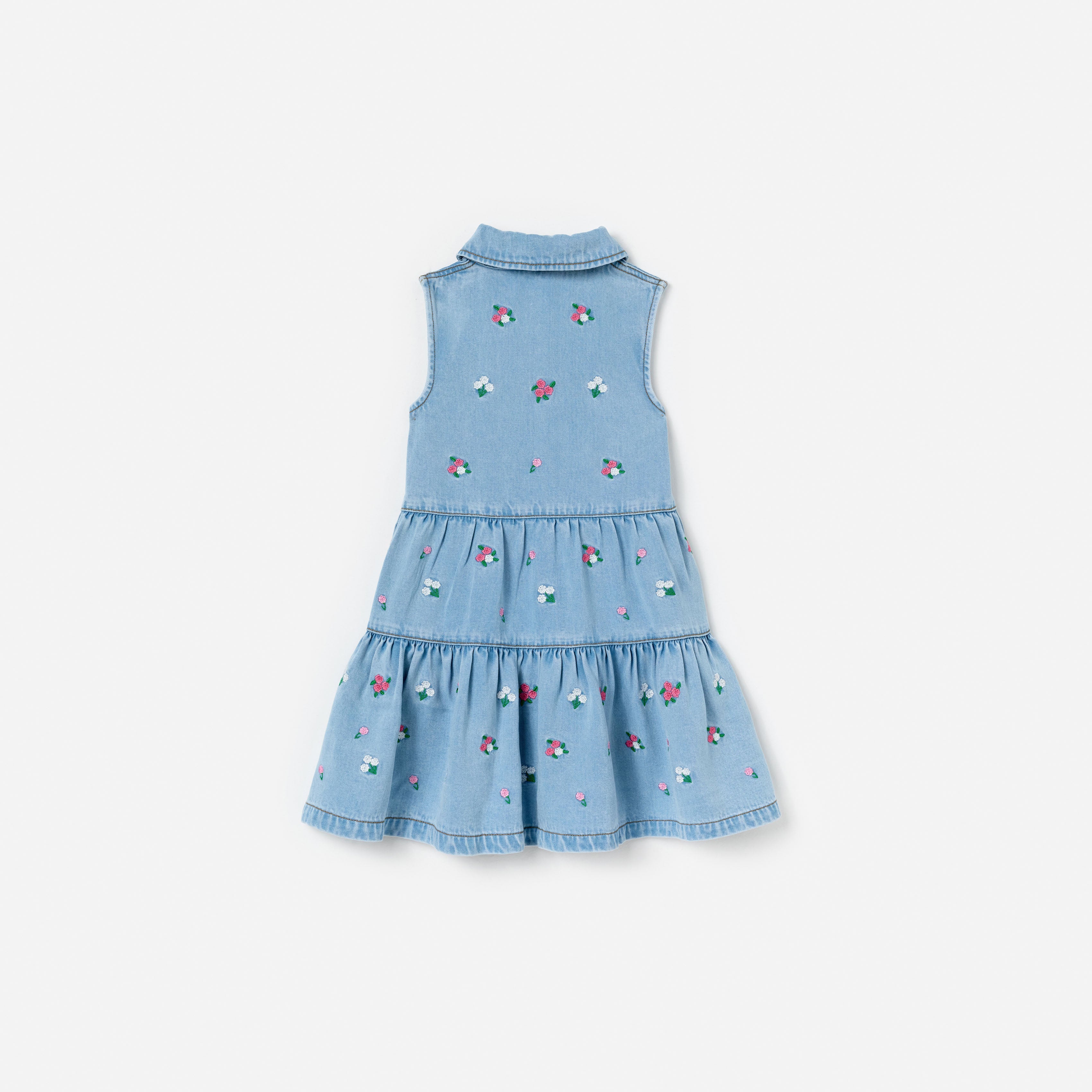 Flower Denim Embroidered Dress