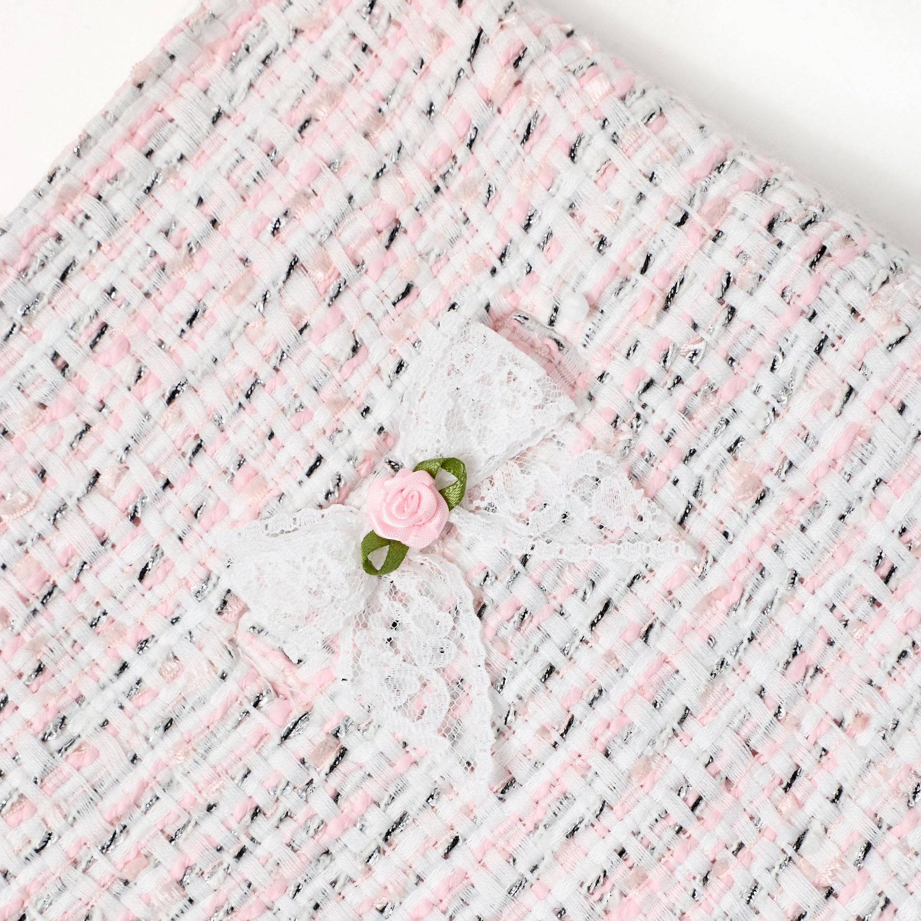 Pink Boucle Lace Bow Skirt