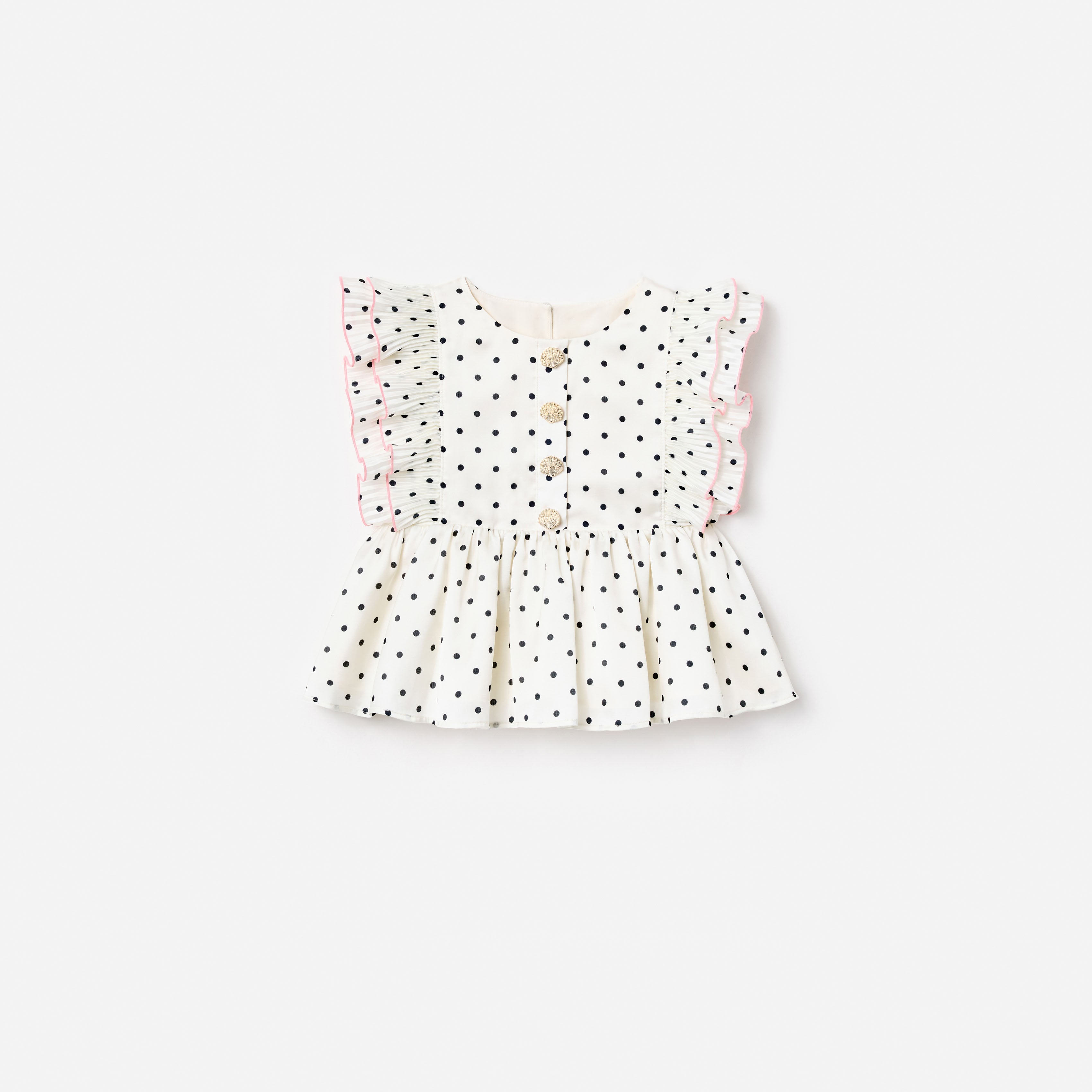 Cream Polka Dot Frill Top